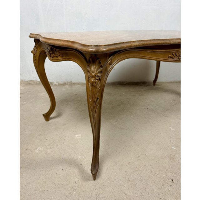 French Louis XV Style Coffee Table with Marble Top, 1940 For Sale - Image 6 of 15