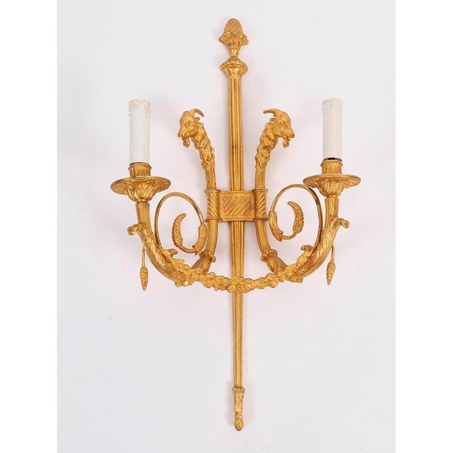 Copper Antique French Neo-Classical Ormolu Wall Lights, 1800s, Set of 2 For Sale - Image 8 of 12