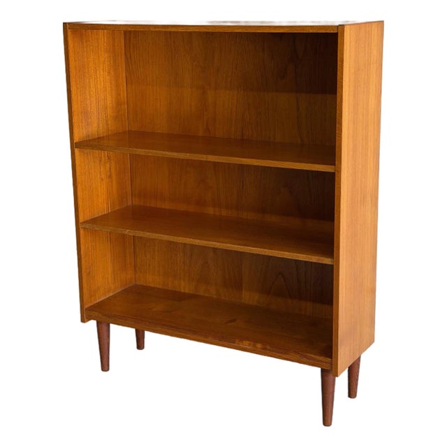 Teak Bookcase Open Storage Shelving Unit Danish Mid-Century Modern 1960s For Sale