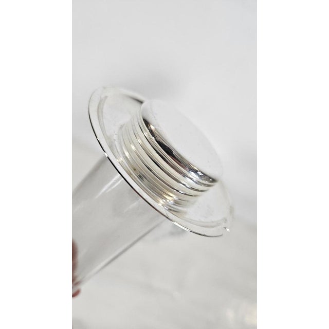 Italian Hand-Blown Glass and Silver-Plated Pitcher with Ice Insert, 1950s For Sale - Image 6 of 10