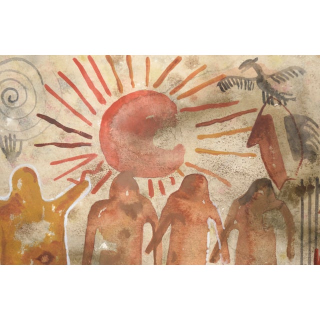 Late 20th Century Late 20th Century "Pictographs and Symbols" Acrylic Painting by Charles Stewart, Framed For Sale - Image 5 of 8