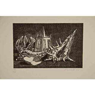 Armando Buratti, Still Life with Shell, Etching, 1965 For Sale