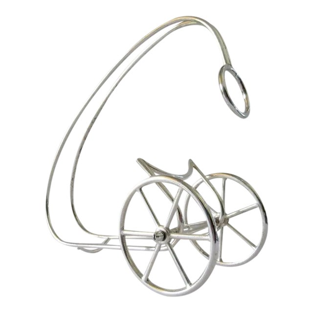 MidCentury Italian Silver Plate Rolling Roman Chariot Wine Bottle