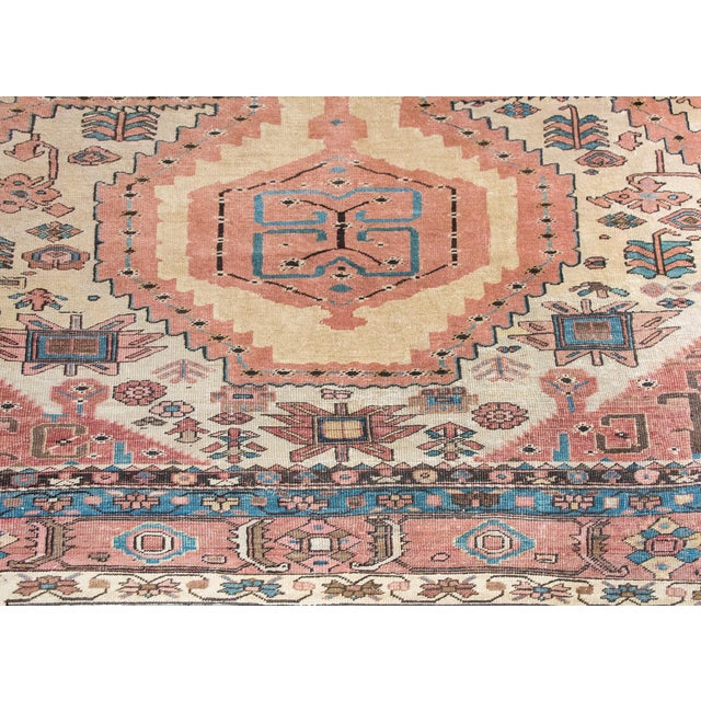 Blush Late 19th Century Persian Bakhshaish Serapi Rug For Sale - Image 8 of 15