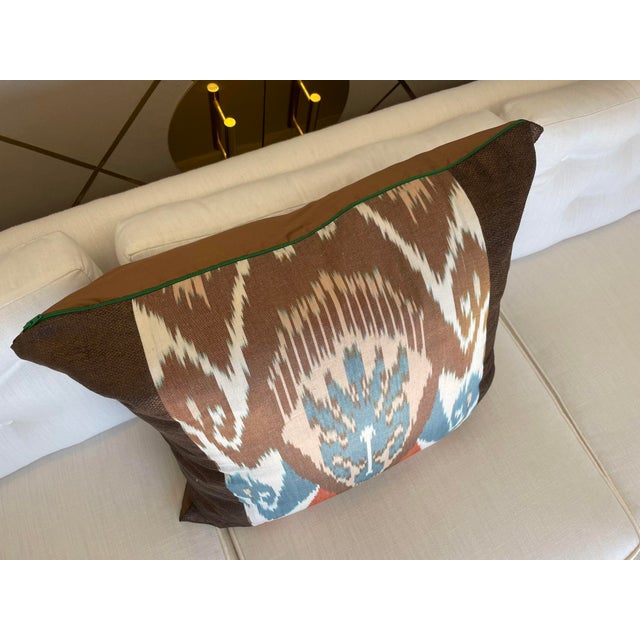 Traditional Custom Ikat Pattern Throw Pillow Cover For Sale - Image 3 of 4