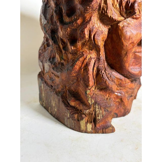 Sculpture of a Head in Wood, France, 1960s For Sale - Image 11 of 13