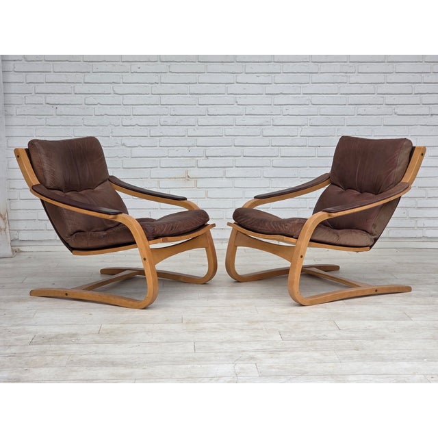 1970s Swedish Leather and Bentwood Lounge Chair by Åke Fribytter, 1970s For Sale - Image 5 of 18