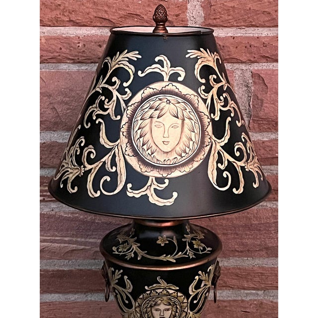 Vintage Ceramic and Metal Shade Table Lamp in the style of Versace, 1990s For Sale - Image 11 of 12
