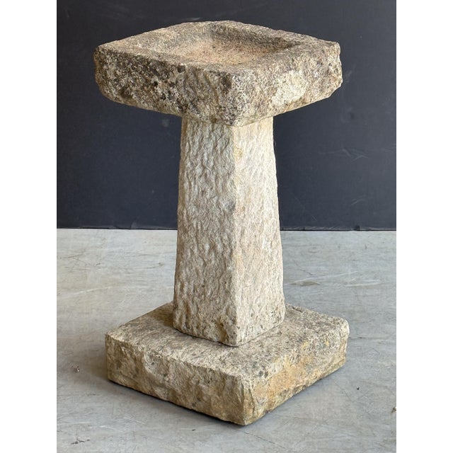 Early 20th Century English Garden Stone Square Bird Bath For Sale - Image 5 of 10