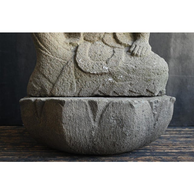 Japanese Antique Stone Buddha "Nyoirin Kannon" Edo Period / 1750-1850 For Sale - Image 13 of 18
