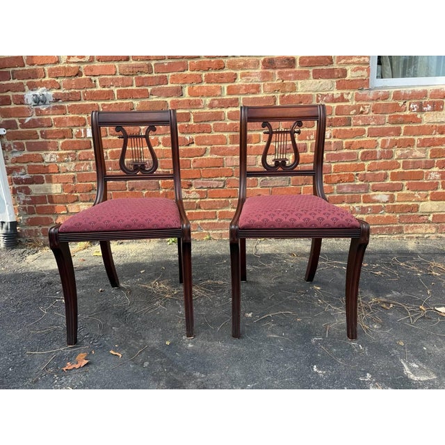 Vintage Regency Duncan Phyfe Style Harp Back Lyre Back Dining Chairs by Hathaway's For Sale - Image 18 of 18