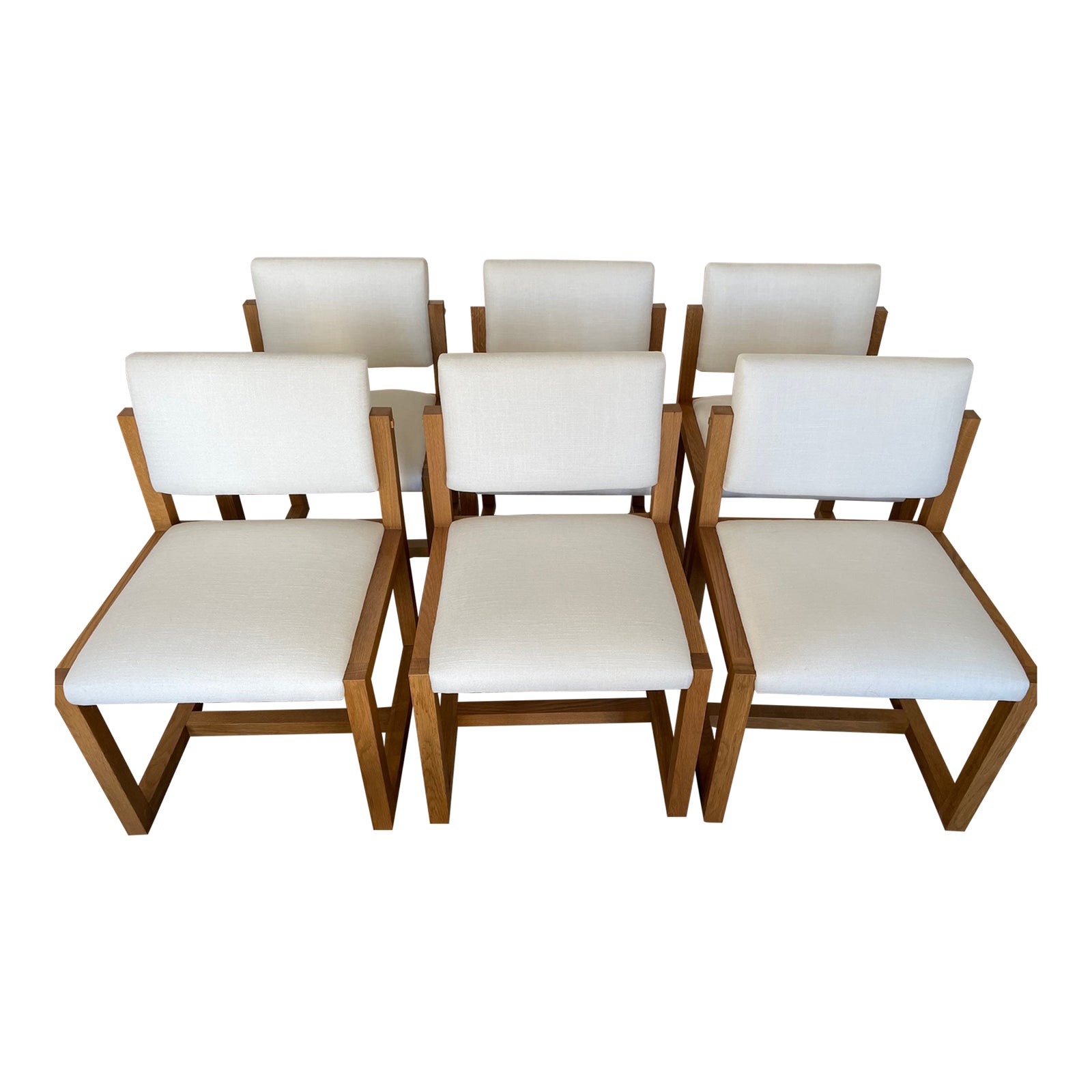 White Linen Williams Sonoma Dining Chairs Set of 6 Chairish