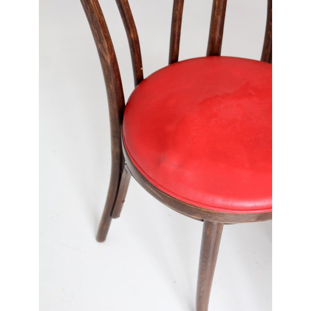 1960s Vintage Mid-Century ZPM Radomsko Bentwood Dining Chairs Set of 4 With Red Seats For Sale - Image 5 of 18