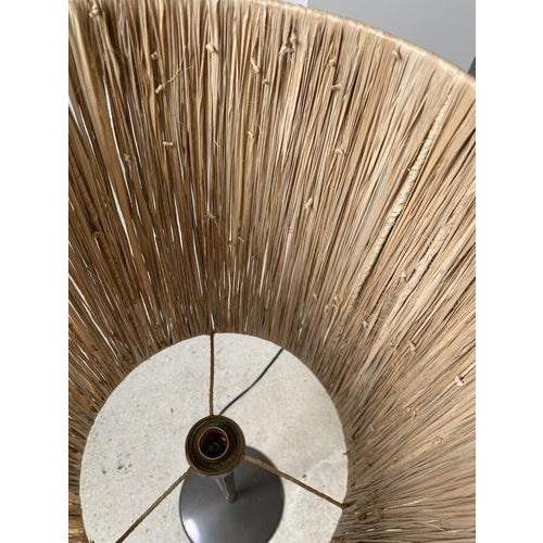 Brown Vintage Metal Lamp with Natural Fiber Lampshade For Sale - Image 8 of 18