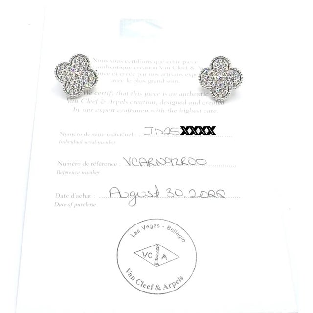 Van Cleef & Arpels White Gold Magic Alhambra Diamond Earrings, Pair For Sale - Image 9 of 10