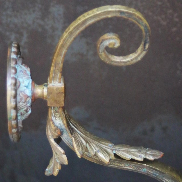 Art Nouveau French Copper & Brass Holophane Glass Sconce For Sale - Image 5 of 9