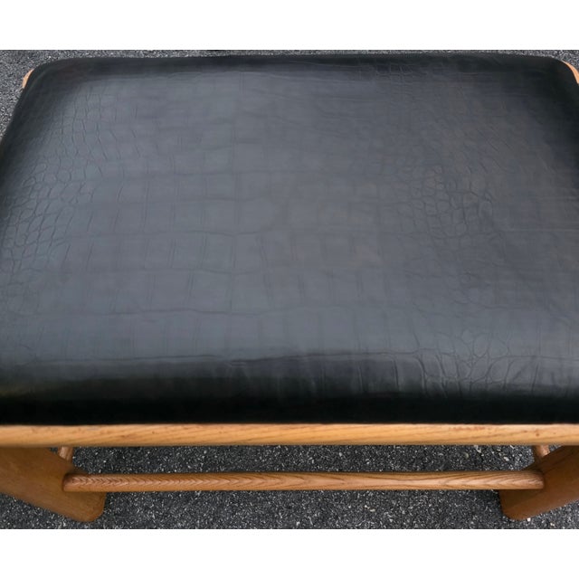 Thomasville Thomasville Wood and Leather Country Footstools For Sale - Image 4 of 7