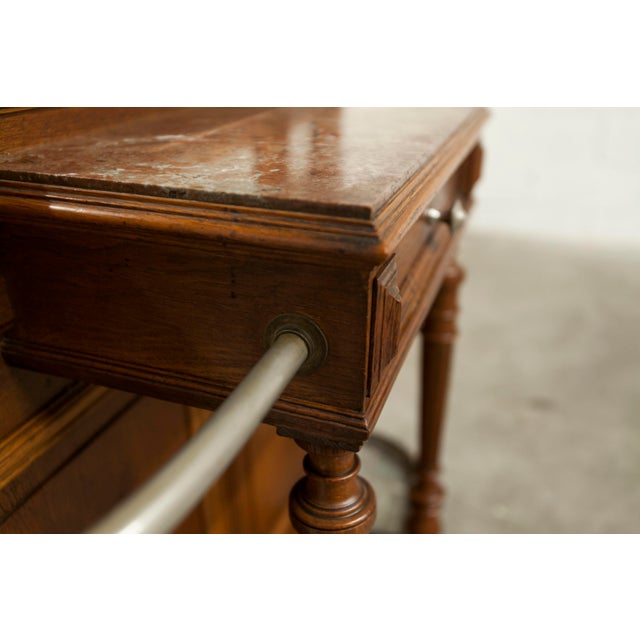 Late 19th Century Napoleon III Walnut Wardrobe with 3 Mirrors and Hooks in Marble For Sale - Image 9 of 18