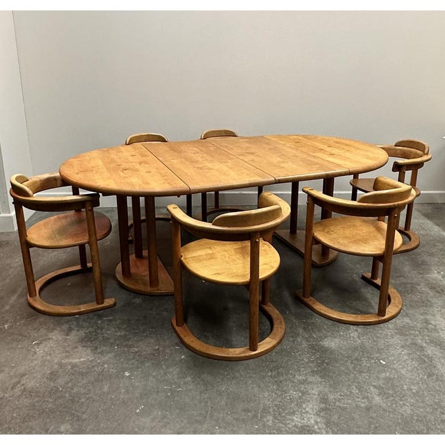 Brown Brutalist Sculptured Chairs and Alder Wood Table by Team, Set of 7 For Sale - Image 8 of 16