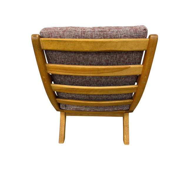 Early 21st Century Vintage Heywood Wakefield Style Solid Wood Lounge Chair - Reupholstered! For Sale - Image 5 of 7