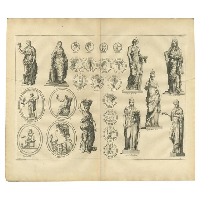 After Bernard de Montfaucon, Roman Female Statues and Medallions, 1721, Engraving For Sale - Image 9 of 9