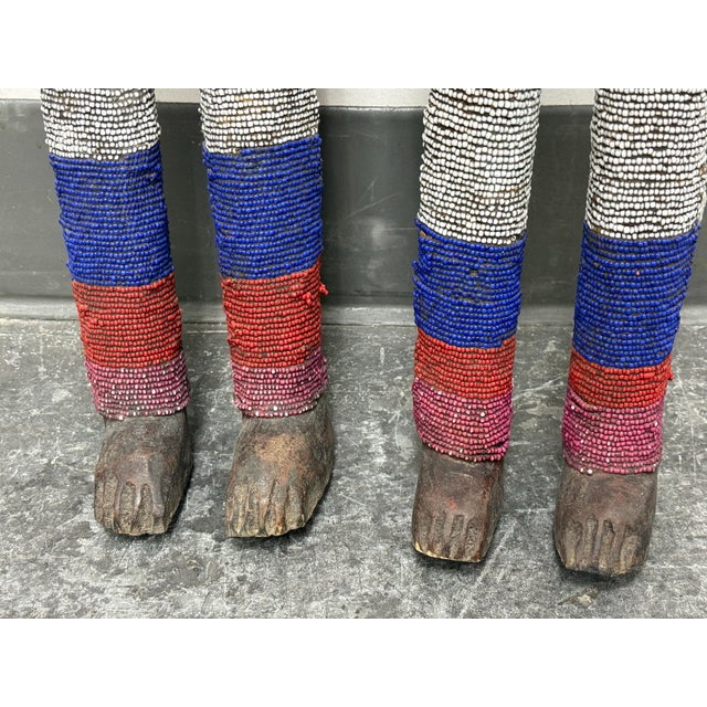 Cameroon Grassfields Bamileke Beaded Standing Figures, Pair For Sale - Image 12 of 12