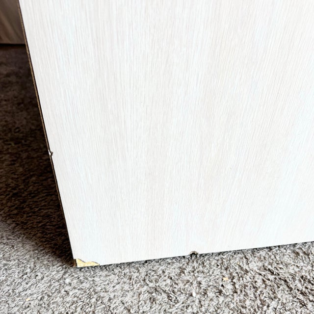 Postmodern Beige Wood Grain Laminate Credenza With Tribal Turquoise Metal Accents For Sale - Image 11 of 12