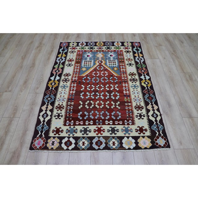 1960s Tribal Style Red Handmade Oushak Kilim Rug For Sale - Image 12 of 12
