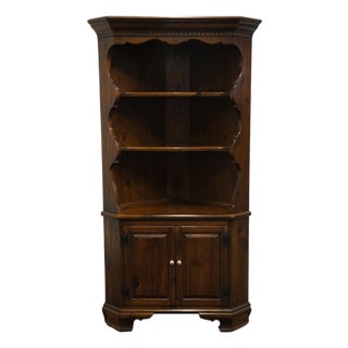 Ethan Allen Antiqued Pine Old Tavern Rustic Americana 40" Corner Cabinet / Bookcase 12-6018 For Sale