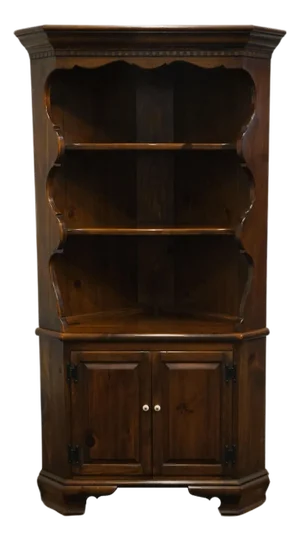 Ethan Allen Antiqued Pine Old Tavern Rustic Americana 40" Corner Cabinet / Bookcase 12-6018