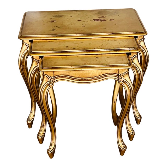Vintage Weiman Gold Leaf Nesting Tables - Set of 3 For Sale