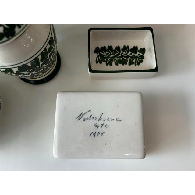Late 20th Century Vintage Mexican Pottery Vanity or Dressing Table Set- 6 Pieces For Sale - Image 5 of 11