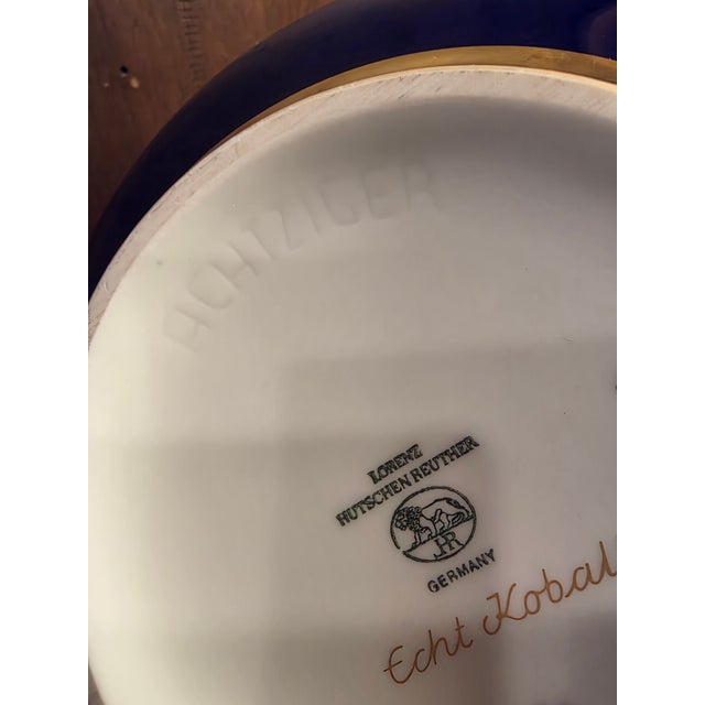 Traditional Cobalt Blue and Gold Hutschen Reuther Vase For Sale - Image 3 of 14
