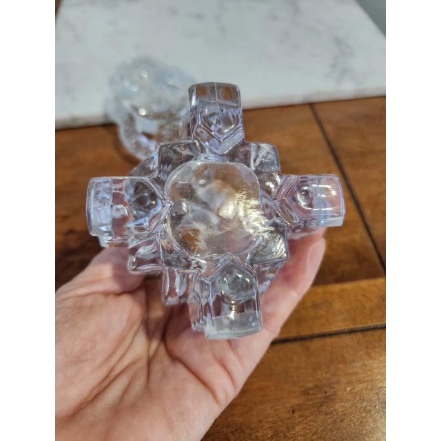 Transparent Tall Art Deco Perfume Bottle, Clear Cut Glass 1940's For Sale - Image 8 of 12