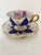 Vintage Ucagco Ceramics Japan Porcelain Teacup and Saucer Set Cobalt Blue Pink Rose Lusterware Pierced Scalloped Rim Mid-Century Excellent Condition For Sale - Image 13 of 13