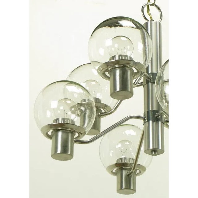 Metal Lightolier Spun Aluminum Eight-Light Modernist Chandelier For Sale - Image 7 of 11