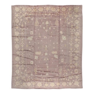 Galerie Shabab Collection Early 20th Century Turkish Oushak Large Room Size Rug in Mauve For Sale