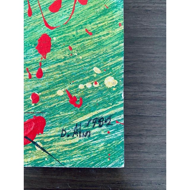 Don Ahn, Gestural Abstraction, Miniature Abstract Expressionist Korean Modernist Painting, 1982 For Sale - Image 4 of 7