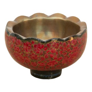 Small Kashmiri Scalloped Enamel Bowl For Sale
