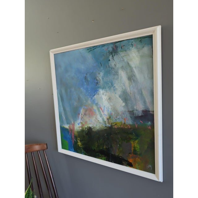 2020s Contemporary 'Coastal Path' Original Abstract Landscape Oil Painting by British Artist Ian Mood, Framed For Sale - Image 5 of 12