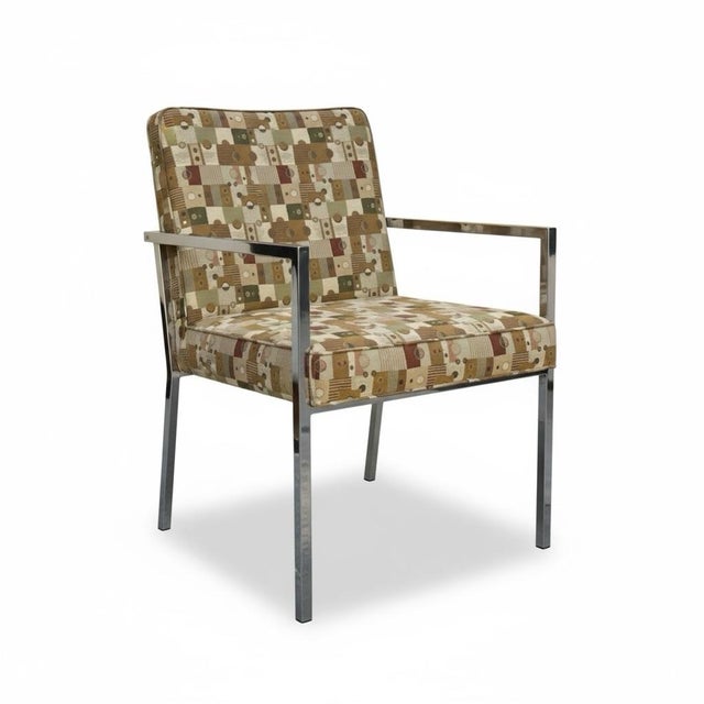 Mid 20th Century Mid-Century Modern Chrome Arm Chairs Att. To Milo Baughman for Directional - Pair For Sale - Image 5 of 7