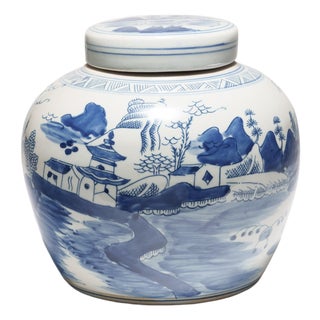 Blue & White Shan Shui Ginger Jar For Sale