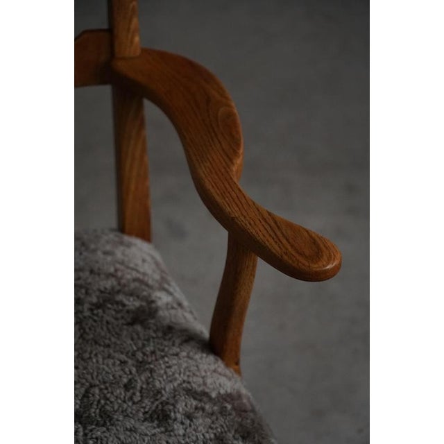 Mid-Century Razorblade Armchair in Oak and Lambswool attributed to Henning Kjærnulf, 1960 For Sale - Image 10 of 18