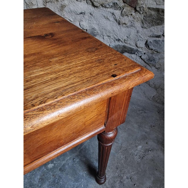 Antique French Oak Writing Table with Drawer, 1930 For Sale - Image 14 of 18