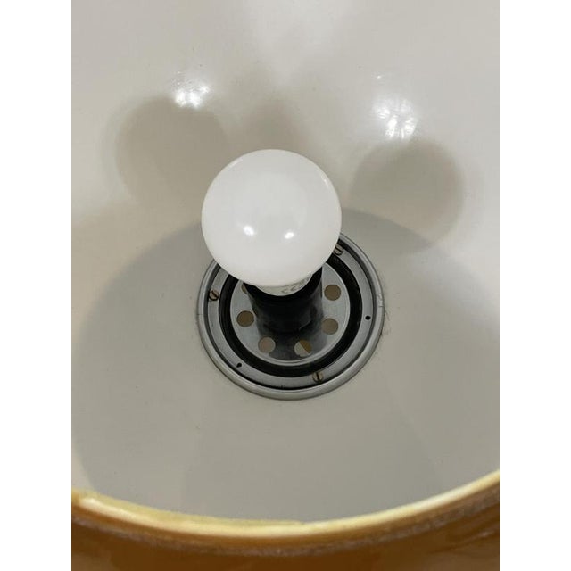 Brown Italian Space Age White Acrylic Clan Lamp with Brown Shade from Guzzini, 1970s For Sale - Image 8 of 9
