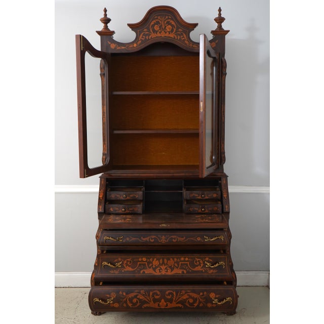 Italian Vintage Italian Dutch Marquetry Secretary Desk For Sale - Image 3 of 18