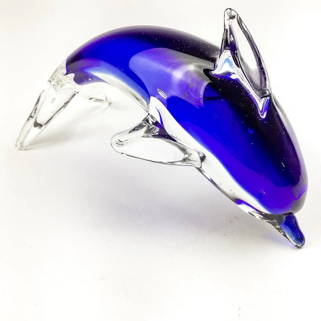 Mediterranean Murano Glass Dolphin Cobalt Blue For Sale - Image 3 of 10