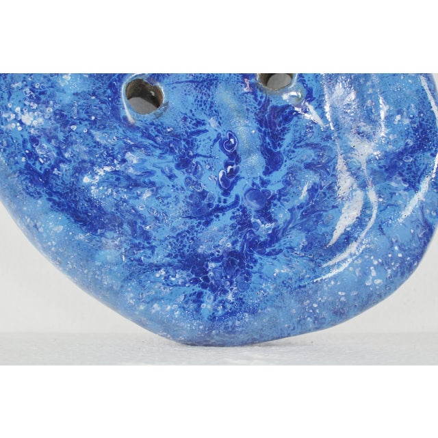 Mid 20th Century Vintage European Atomic Era Blue Stone Door Pull For Sale - Image 5 of 8