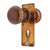 Classic style passage door knob set made of brass with a warm patina finish. Priced as two door knobs, one back plate, one...