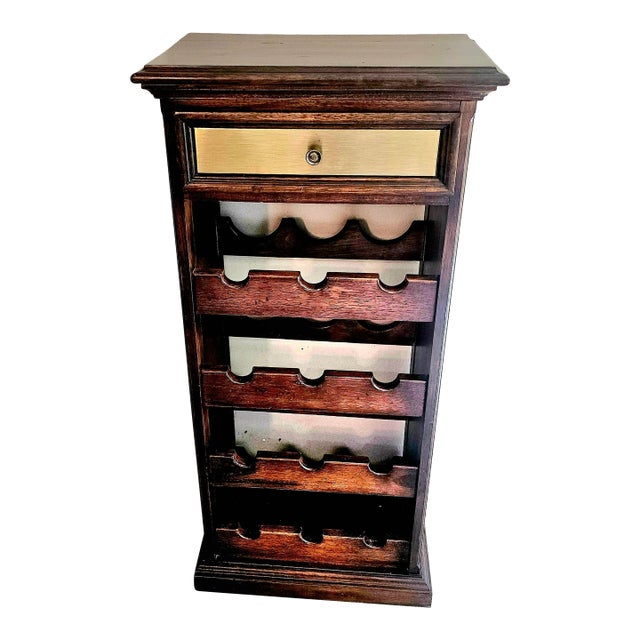 Late 20th Century Solid Wood Signed Butler Wine Cabinet/Rack For Sale